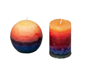 Stumpenkerze "Regenbogen"