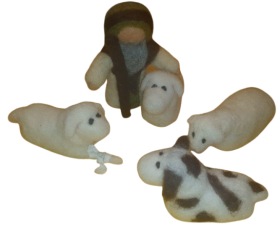 Hirte Habakuk mit 4 Schafen