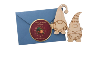 Noel - Geschenkbrief mit Holzwichtel