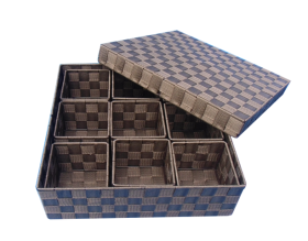 Korb quadratisch dunkelbraun, 9 Einsätze