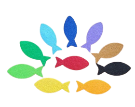 Filzfische bunt
